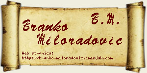 Branko Miloradović vizit kartica